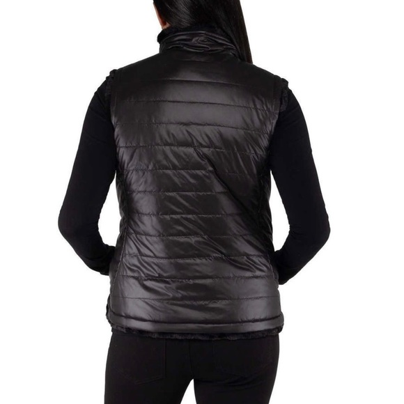 NEW Nicole Miller reversible faux fur/quilted puffer vest - Picture 2 of 7